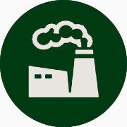 Une icone représentant une usine évacuant de la fumée de pollution.