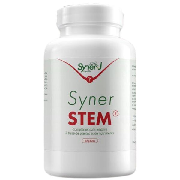 Un flacon de SynerSTEM par SynerJ-Health.