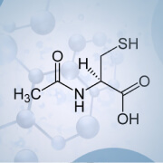 Représentation d'une molécule de N-Acetylcysteine (NAC).