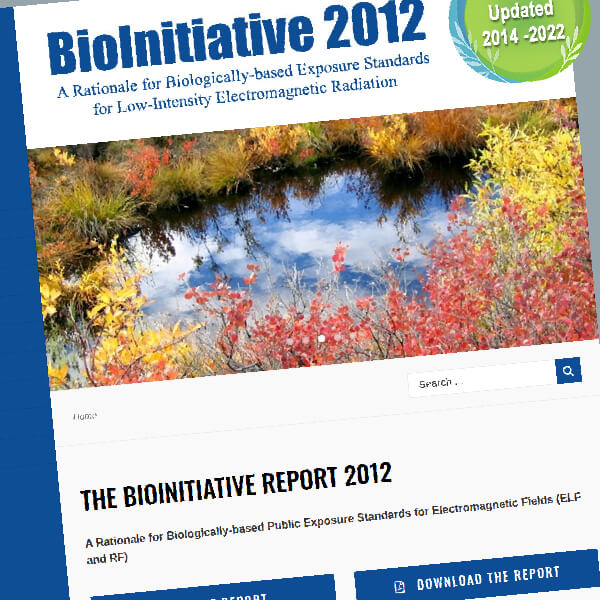 Capture d'écran du site de la Bioiniative Report.