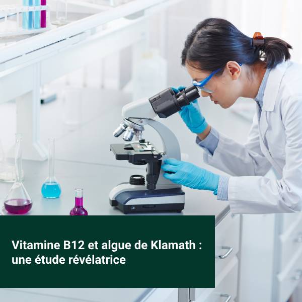 Une scientifique étudie l'algue de Klamath et les niveaux de vitamine B12.