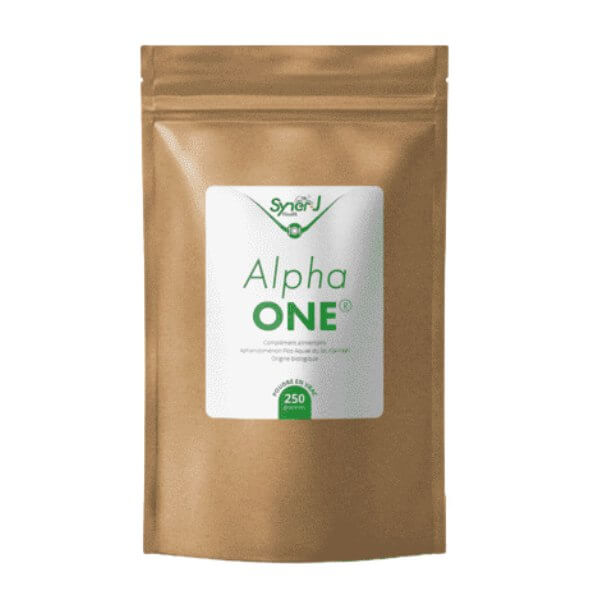 Sachet de 250 g d'algue de Klamath Alpha ONE par SynerJ-Health.