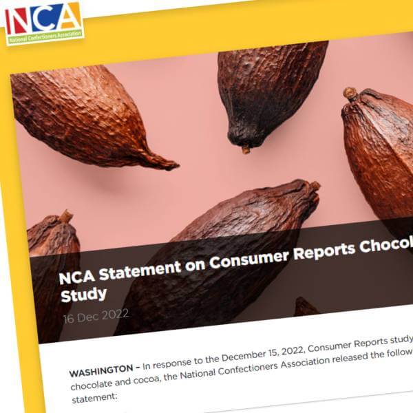 Capture d'écran de la déclaration officielle de la NCA sur la présence de métaux lourds dans le chocolat noir.