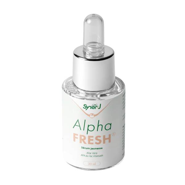 Un flacon d'AlphaFRESH, un serum anti-rides à base de Klamath.