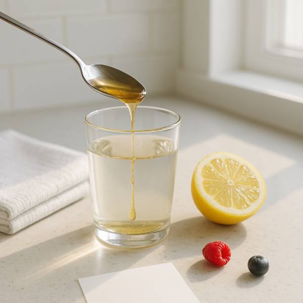 Pot de miel cru et fruits rouges riches en antioxydants	